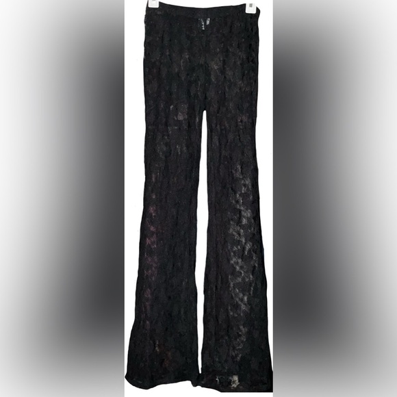 Wild Fable Black Lace Butterfly Print Mesh Flared Pants Swim Cover Up Size XS - Picture 1 of 4